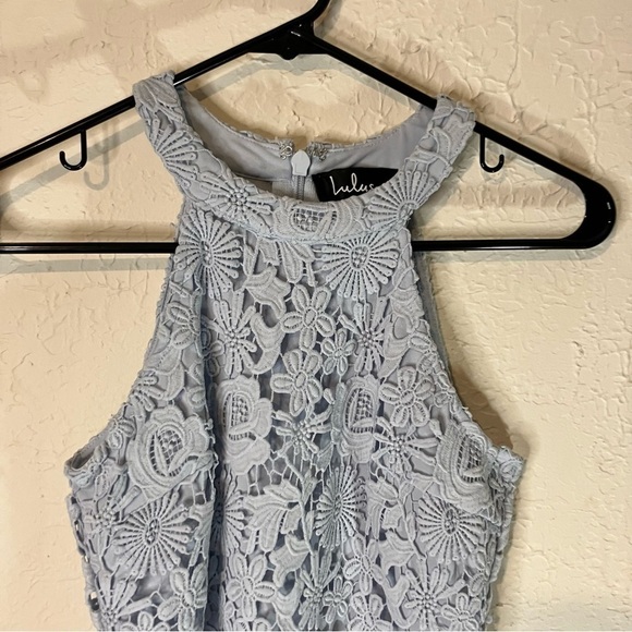 LULU’S Love Poem Light Blue Floral Lace Mini Dress - Picture 4 of 11